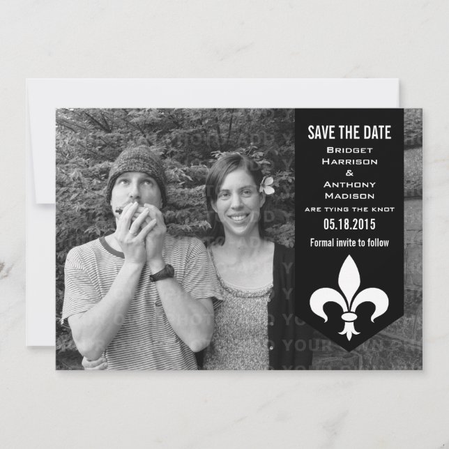 Svart Chic, färglös banderoll Spara datum Inbjudan (Framsida)