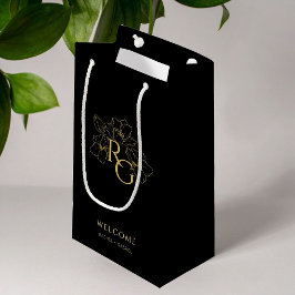 Svart | Chic Faux Guld Monogram Välkommen Bröllop