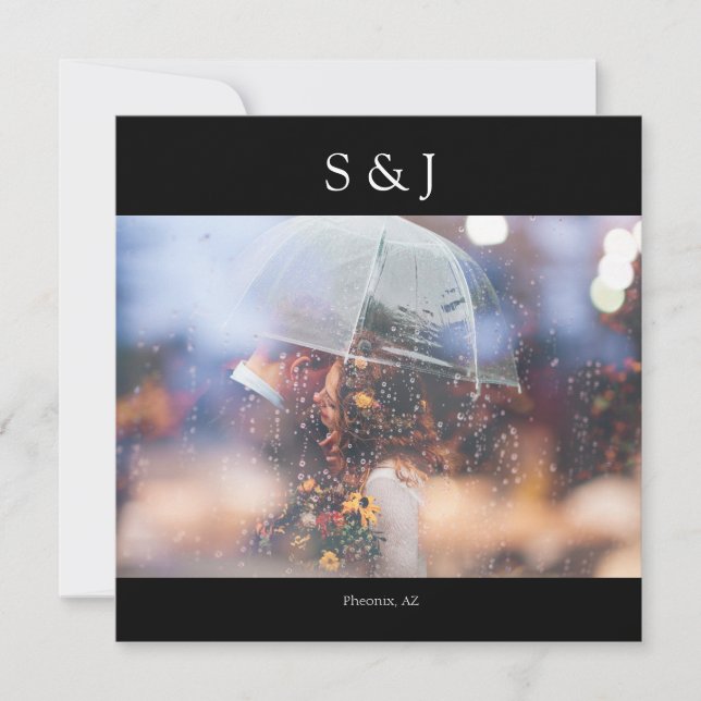 Svart Chic Foto Elegant Modern Square - minimalist Inbjudningar (Framsida)