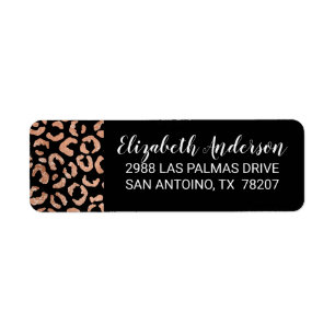 Svart Chic Leopard Animal Print Returadress Etikett