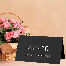 Svart Chic Monogram Gästnamn Bröllopsplatskort Bordsnummer