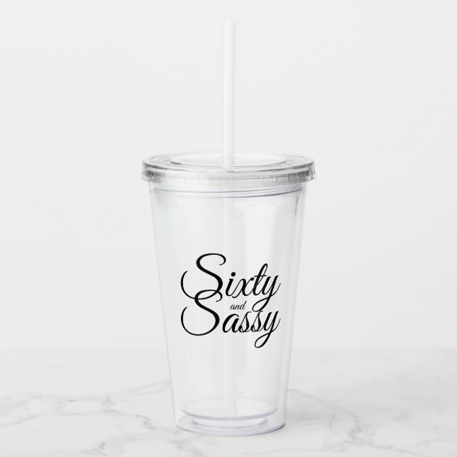 Svart chic-skript sextio Sassy 60:e födelsedagen Take Away Mugg (Framsida)