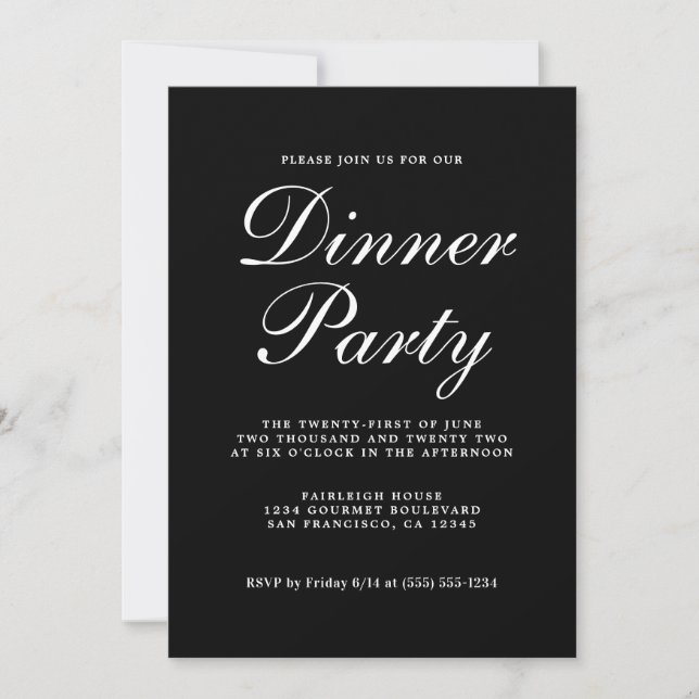 Svart Chic, svart, Party Inbjudningar (Framsida)