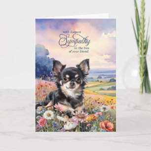 Svart Chihuahua-fält med vilda blommor Petty Sympa Kort