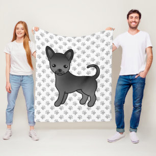 Svart Chihuahua för tecknad hund & tassar med slät Fleecefilt