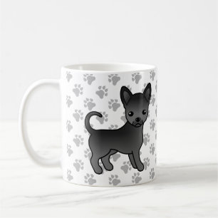 Svart Chihuahua för tecknad hund & tassar med slät Kaffemugg