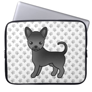 Svart Chihuahua för tecknad hund & tassar med slät Laptop Fodral