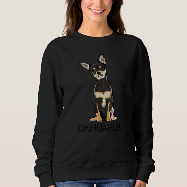 Svart Chihuahua Galen Hund T Shirt (Framsida)