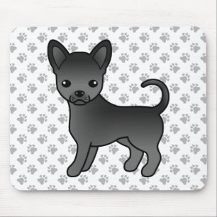 Svart Chihuahua-kille med slät päls, tecknad hund Musmatta