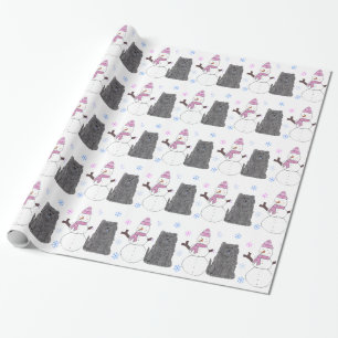 Svart ChowChow och snögubbe Presentpapper