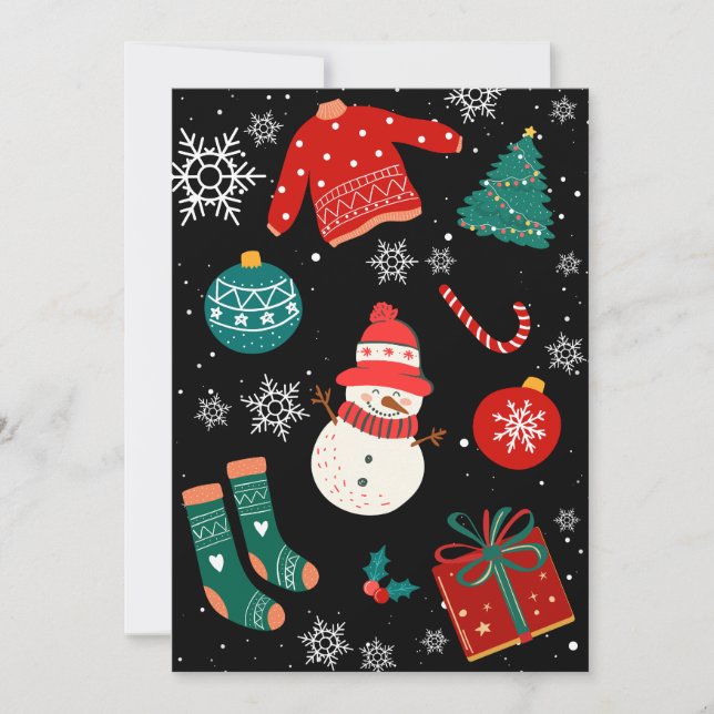 Svart christmas wonderland personlig text julkort (Framsida)
