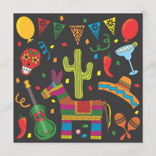 Svart Cinco De Mayo Fiesta Fest Inbjudan