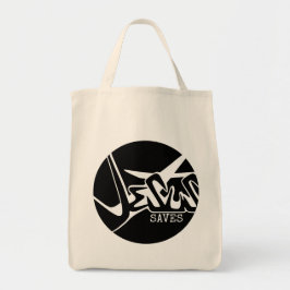 Svart cirkel Korset Jesus räddar Graffiti Tygkasse