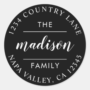 Svart cirkel skript Skapa din egen returadress Runt Klistermärke