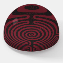Svart cirkellabyrint (Maroon) Fin Art