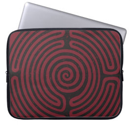 Svart cirkellabyrint (Maroon) Fin Art Laptop Fodral
