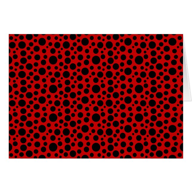 Svart cirklar med Mörk Red Hälsningskort (Framsidan Horizontal)