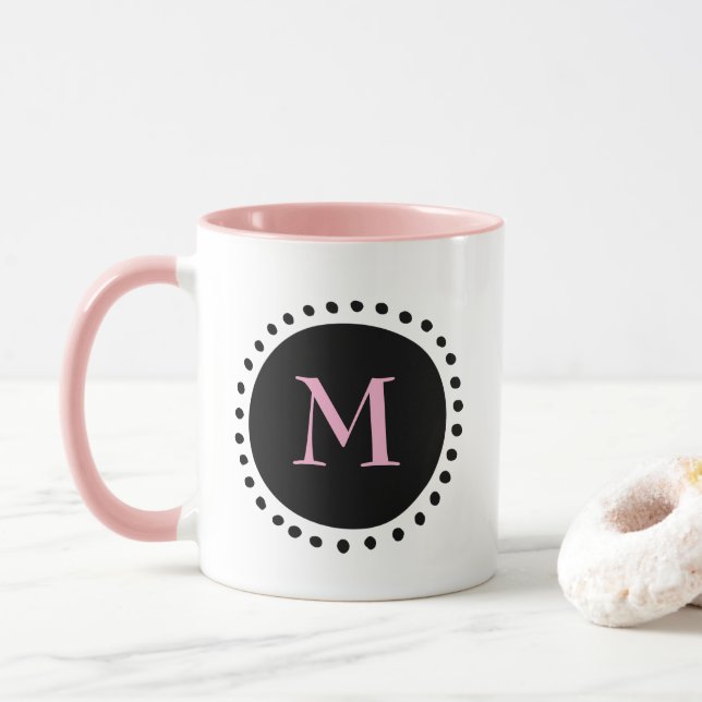 Svart cirkulär Monogram Rosa 2 ton Mugg (Med munk)