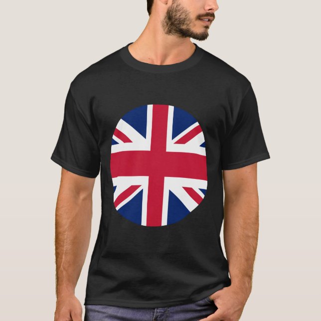 Svart Cirkulär Union Jack Herr T-shirt (Framsida)
