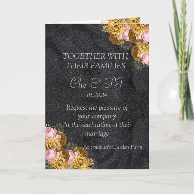 Svart Classic Elegant bröllop-inbjudan Inbjudan (Framsida)