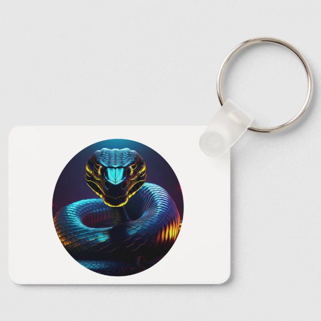 Svart Cobra-orm i Ansikte Nyckelring (Framsida)