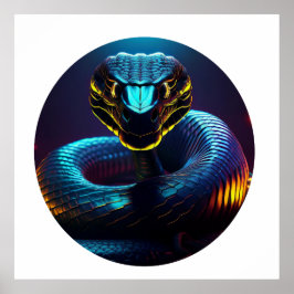 Svart Cobra-orm i Ansikte Poster