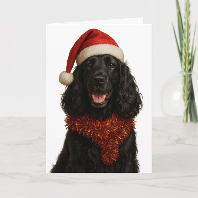 Svart Cocker Spaniel Glad julkort Kort (Framsida)