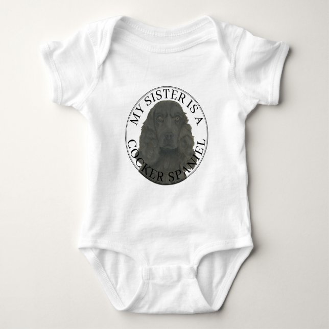 Svart Cocker Spaniel Hund Stor syster T Shirt (Framsida)
