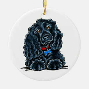 Svart cockerspanielSpaniel Fitz Julgransprydnad Keramik