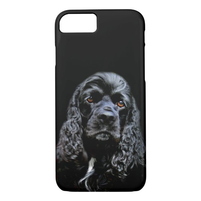 Svart cockerspanielspanielansikte Case-Mate iPhone skal (Baksida)