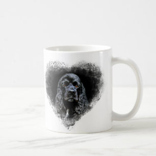 Svart cockerspanielspanielansikte kaffemugg