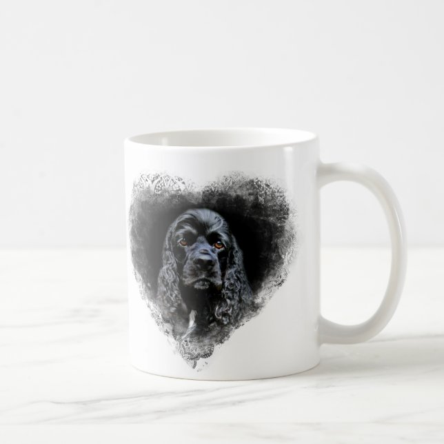 Svart cockerspanielspanielansikte kaffemugg (Höger)