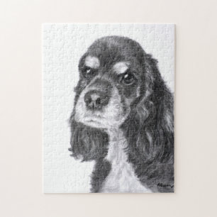 Svart cockerspanielSpanielkonst Pussel
