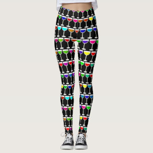 Svart cocktails vin-glas leggings