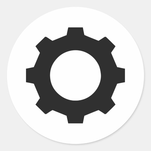 svart cogwheelkugge runt klistermärke (Framsida)