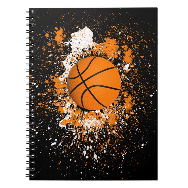 Svart Coola för Basketball Grunge Paint Splatter,  Anteckningsbok (Framsidan)