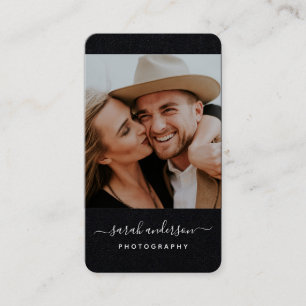 Svart Coola för skriptmodern typografi, fotoskriva Visitkort