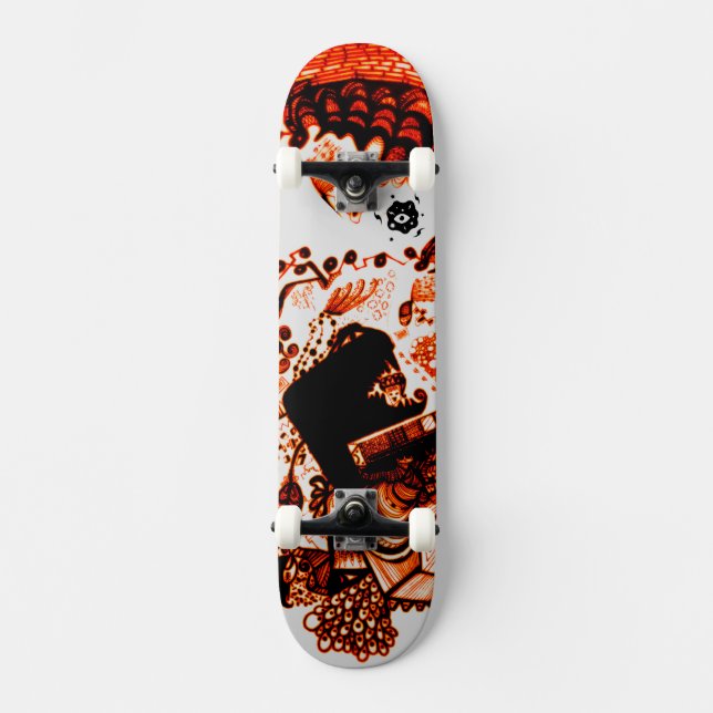 Svart coola Orange Mini Skateboard Bräda 18,5 Cm (Framsida)