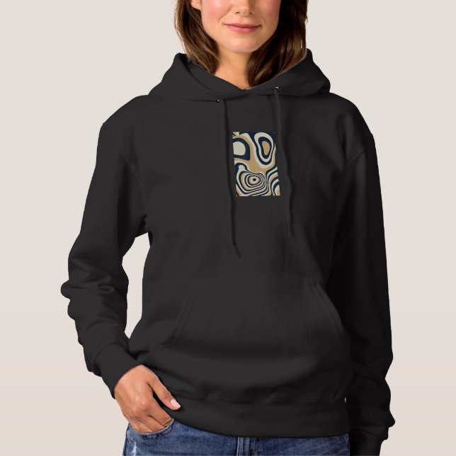 Svart coola Retro 70s Swirl-design T Shirt (Framsida)