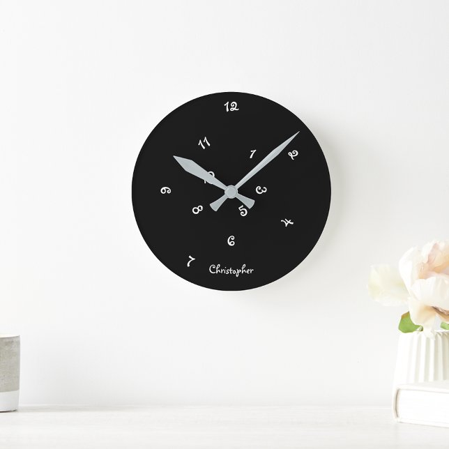 Svart Coola Svart jumlad timme Boys Children Decen Rund Klocka (Funny Cool Black Jumbled Hours Boys Children Decor Round Clock)