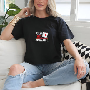 Svart Coola Utskrift av Woman Poker Ansikte T Shirt