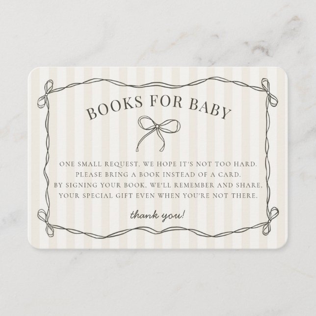 Svart Coquette Båge Beige Dusch Böcker för Bebis Tilläggskort (Framsida)