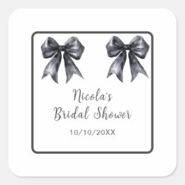 Svart Coquette Båge Bröllopsfest Fyrkantigt Klistermärke