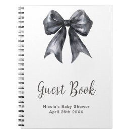 Svart Coquette Bow Baby Shower Gästbok Anteckningsbok