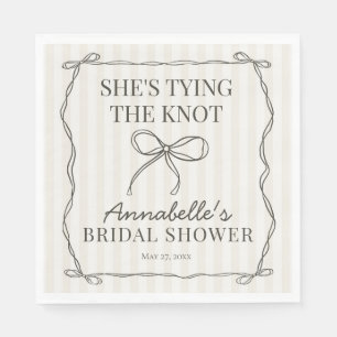 Svart Coquette Bow Beige Bröllopsdusch Bord Dekora Pappersservett