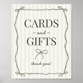 Svart coquette Bow Beige Cards och presentkort Poster