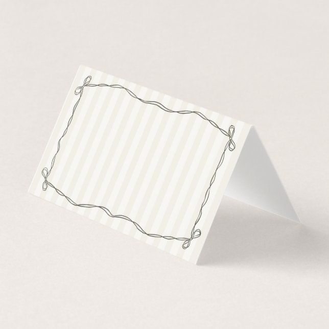 Svart coquette Bow Beige Place Card Bord Decor Kort (Framsida)