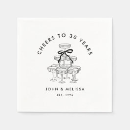 Svart coquette Bow Champagne Torn-årsdag Pappersservett