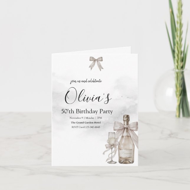 Svart Coquette Minimalistisk Elegant 50-årsdag Anteckningskort (Framsida)