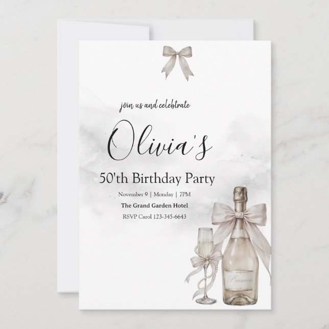 Svart Coquette Minimalistisk Elegant 50-årsdag Meddelande (Framsida)